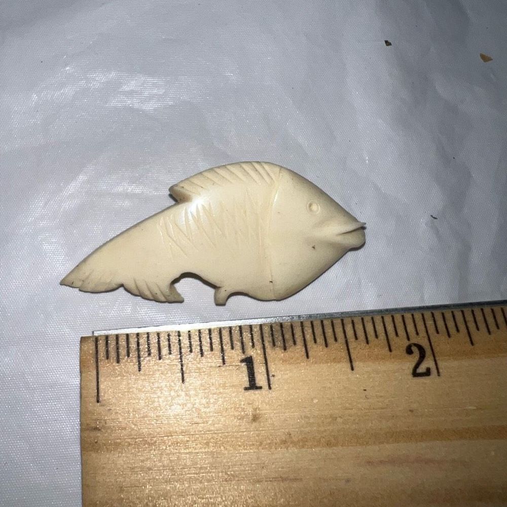 Cream Carved Fish Brooch Pin Coastal Jewelry